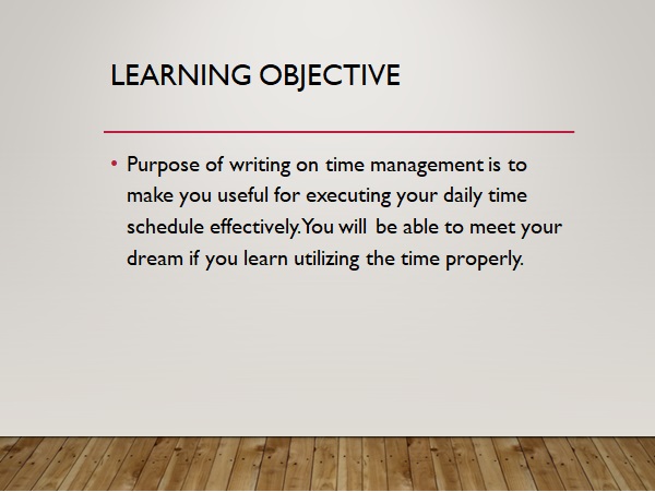 Objective of time management